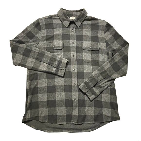 Faherty Heavyweight LS Button Up Flannel Shirt Turkey Black & Gray XL Men EUC - Picture 1 of 8